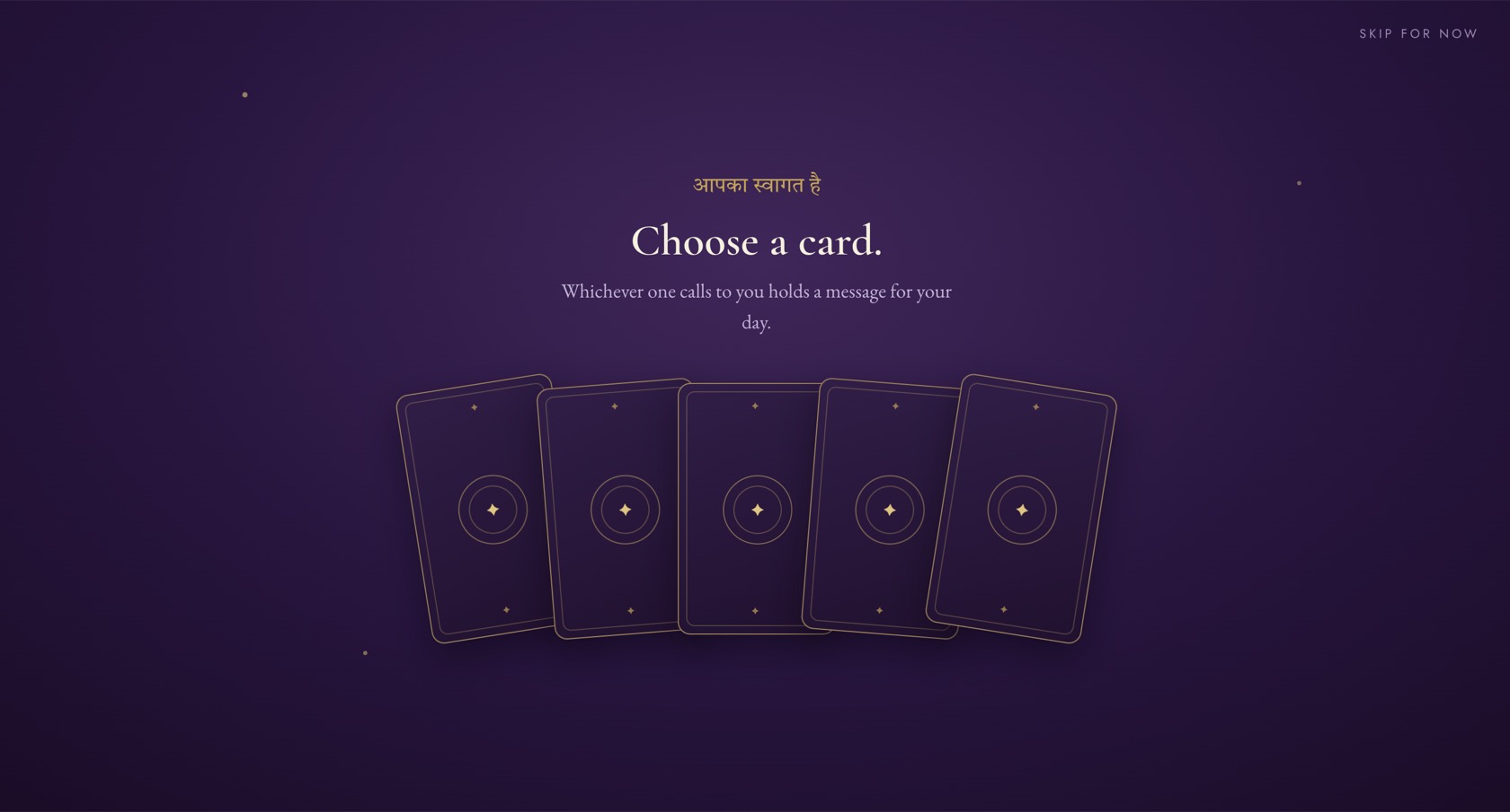 Choose a card, an interactive daily draw on the Raahat website