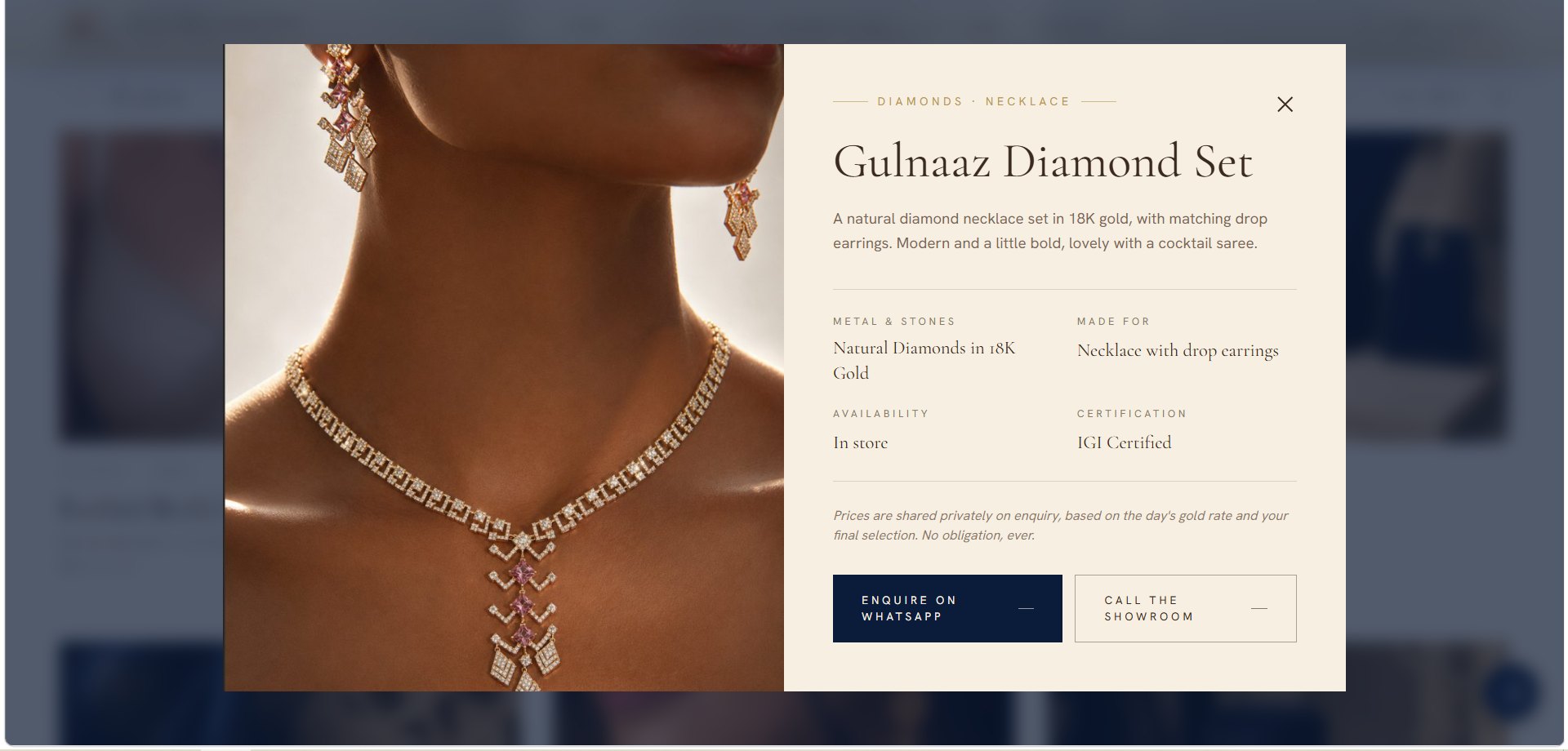 Product view — Gulnaaz Diamond Set
