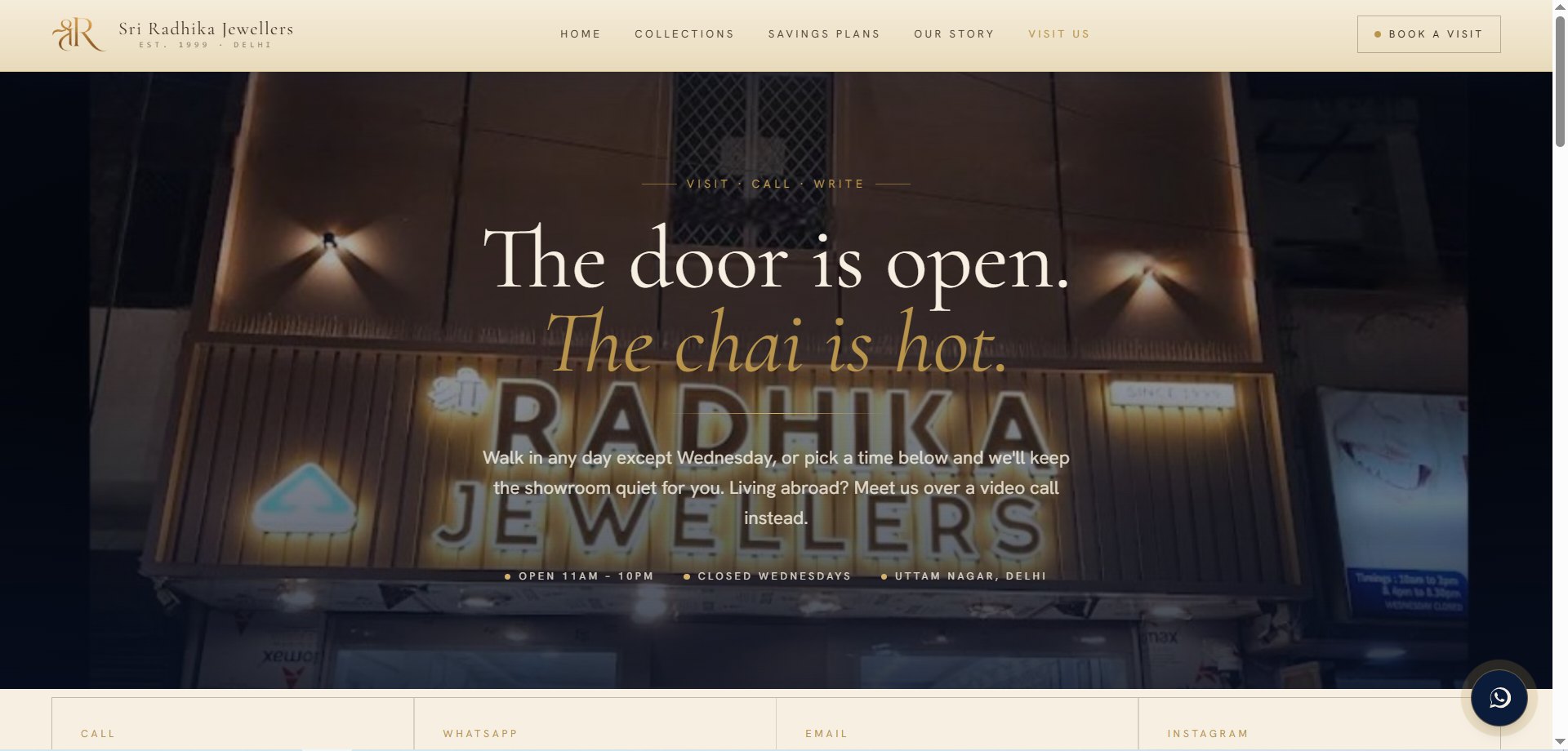 The showroom — The door is open, the chai is hot